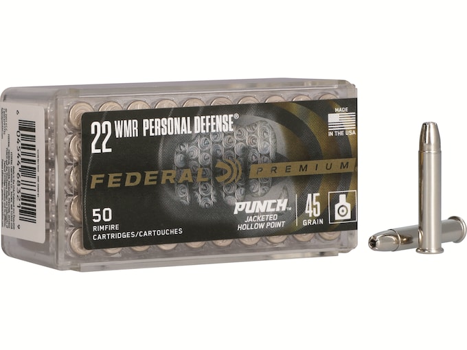 Federal Premium Personal Defense Punch 22 Winchester Magnum Rimfire (WMR) Ammo 45 Grain Jacketed Hollow Point