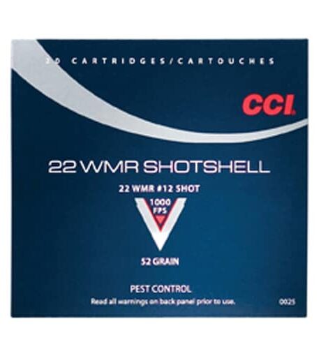 CCI Shotshell 22 Winchester Magnum Rimfire (WMR) Ammo 52 Grain #12 Lead Shot Box of 20
