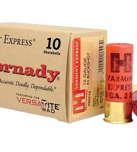 Hornady Varmint Express 12 Gauge Ammo 2-3/4" #4 Buckshot 24 Pellets Box of 10