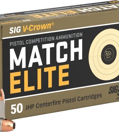 Sig Sauer Match Elite Ammunition 9mm Luger 115 Grain V-Crown Jacketed Hollow Point Box of 50