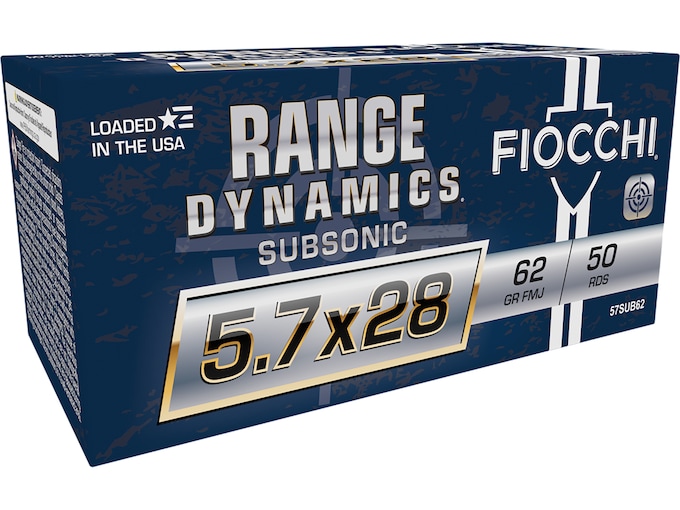 Fiocchi Range Dynamics 5.7x28mm FN Ammo 62 Grain Full Metal Jacket