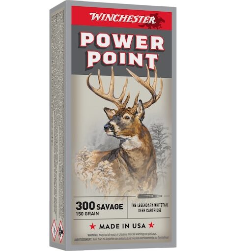 Winchester Power Point 300 Savage Ammo 150 Grain Jacketed Soft Point Box of 20