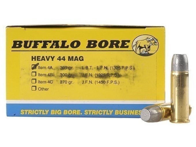 Buffalo Bore 44 Remington Magnum Ammo 305 Grain Flat Nose