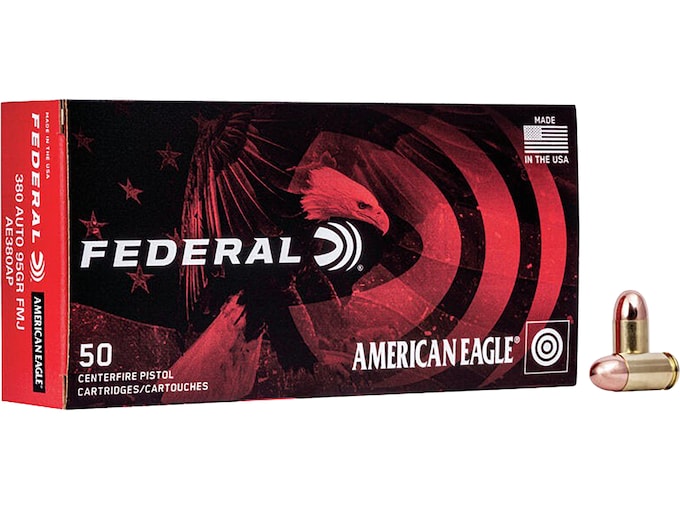 Federal American Eagle 380 ACP Ammo 95 Grain Full Metal Jacket