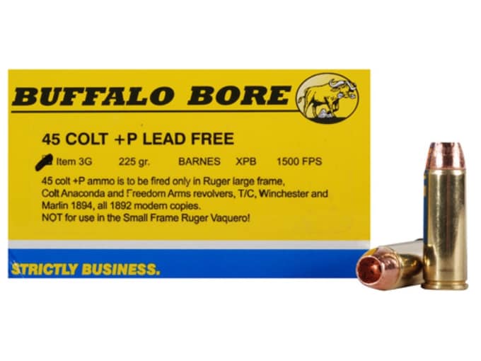 Buffalo Bore 45 Colt (Long Colt) +P Ammo 225 Grain Barnes XPB Solid Hollow Point Lead Free Box of 20