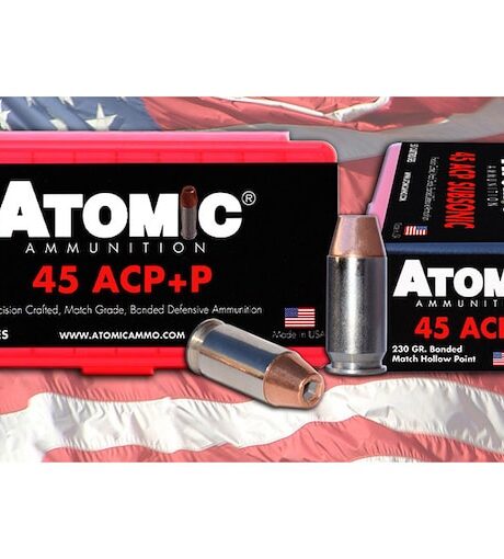 Atomic Ammunition 45 ACP +P Ammo 230 Grain Bonded Jacketed Hollow Point Box of 50