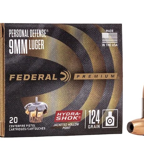 Federal Premium Premium Personal Defense Ammo 9mm Luger 124 Grain Hydra-Shok Jacketed Hollow Point