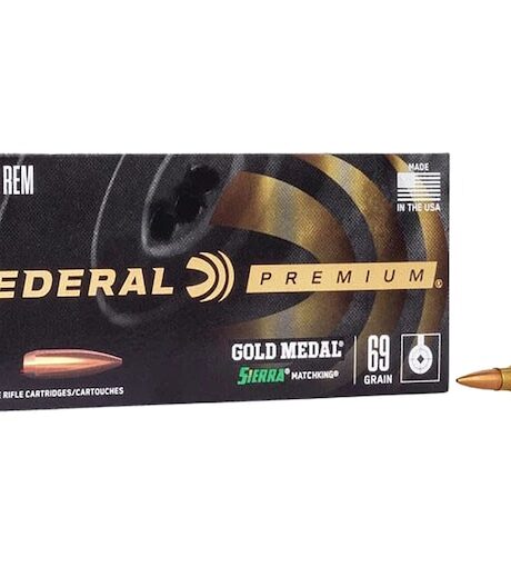 Federal Premium Gold Medal 223 Remington Ammo 69 Grain Sierra MatchKing Jacketed Hollow Point Box of 20