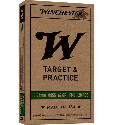 Winchester M855 SS109 5.56x45mm NATO Ammo 62 Grain Penetrator Full Metal Jacket