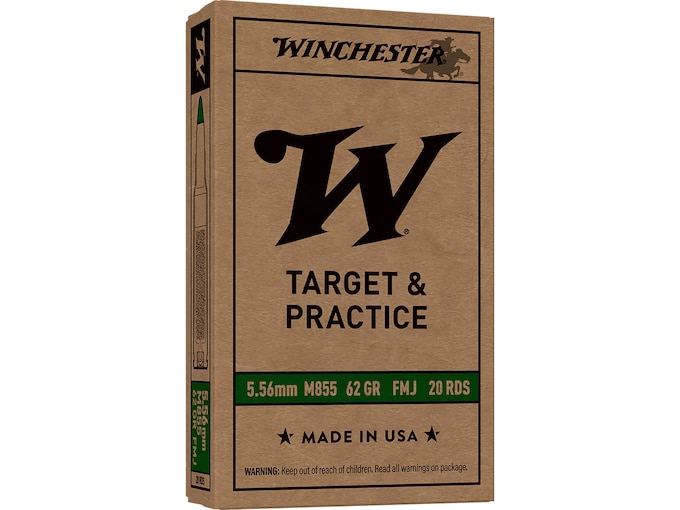 Winchester M855 SS109 5.56x45mm NATO Ammo 62 Grain Penetrator Full Metal Jacket