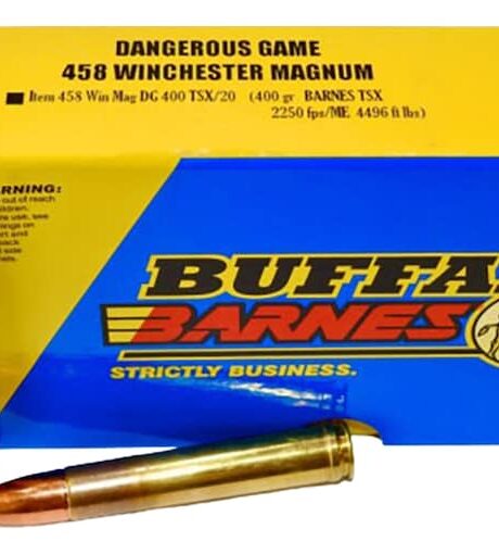 Buffalo Bore Dangerous Game 458 Winchester Magnum Ammo 400 Grain Barnes TSX Solid Hollow Point Lead Free Box of 20