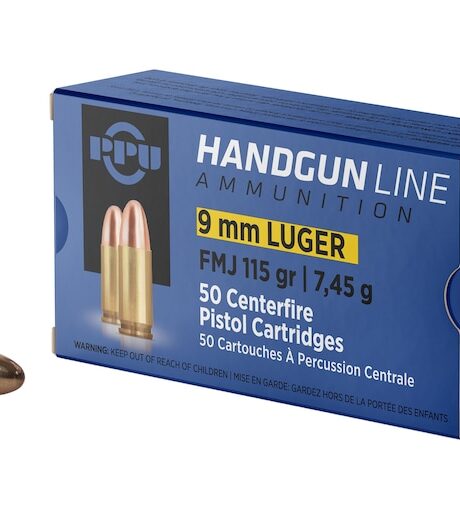 PPU 9mm Luger Ammo 115 Grain Full Metal Jacket Box of 50