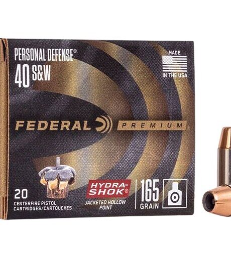 Federal Premium Personal Defense 40 S&W Ammo 165 Grain Federal Hydra-Shok Jacketed Hollow Point Box of 20