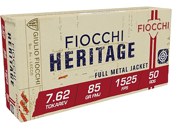 Fiocchi 7.62x25mm Tokarev Ammo 85 Grain Full Metal Jacket Box of 50
