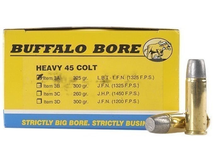Buffalo Bore Outdoorsman 45 Colt (Long Colt) +P Ammo 325 Grain Flat Nose