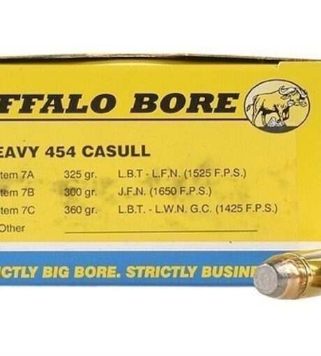 Buffalo Bore 454 Casull Ammo 300 Grain Flat Nose Box of 20