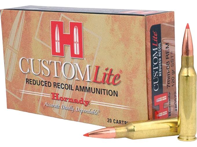 Hornady Custom Lite 7mm-08 Remington Ammo 120 Grain Hornady SST (Super Shock Tip) Polymer Tip Box of 20