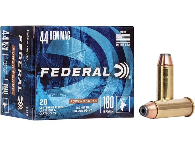 Federal Power-Shok 44 Remington Magnum Ammo 180 Grain Semi-Jacketed Hollow Point Box of 20