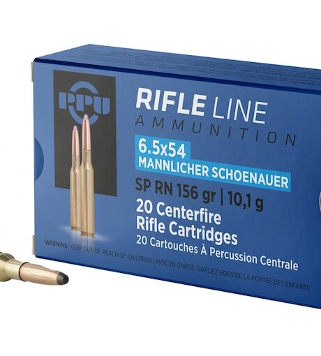 PPU 6.5x54mm Mannlicher-Schoenauer Ammo 156 Grain Jacketed Soft Point Box of 20