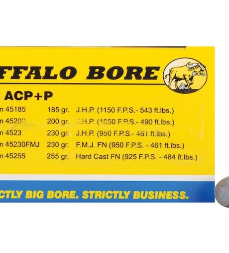 Buffalo Bore Outdoorsman 45 ACP +P Ammo 255 Grain Flat Nose Box of 20