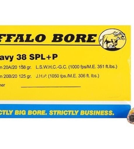 Buffalo Bore 38 Special +P Ammo 125 Grain Jacketed Hollow Point Box of 20