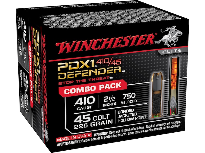 Winchester PDX1 Defender Combo Pack 410 Ammo 2-1/2" BB Lead Shot 1/4 oz Box of 20