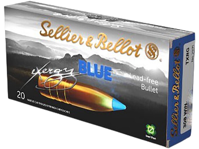 Sellier & Bellot Exergy Blue 308 Winchester Ammo 110 Grain Polymer Tip Lead Free Box of 20