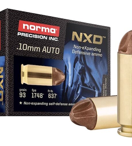 Norma NXD 10mm Auto Ammo 93 Grain Fluted Lead Free Box of 20