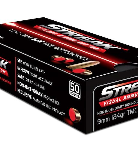 Ammo Inc. Streak Visual 9mm Luger Ammo 124 Grain Red Cold Tracer Full Metal Jacket