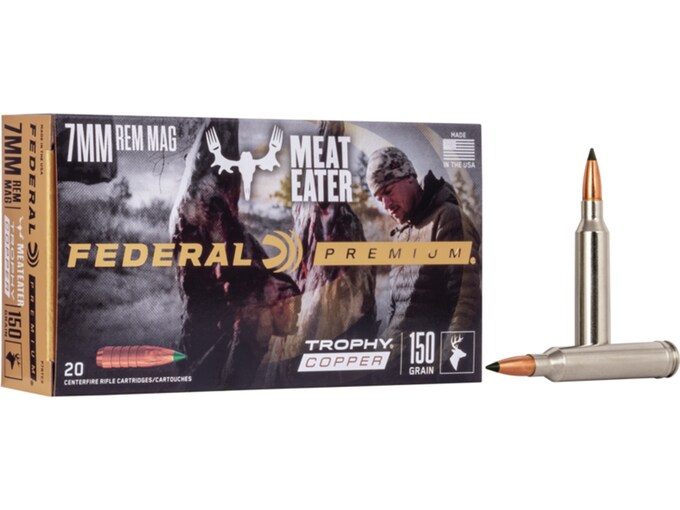 Federal Premium Trophy Copper 7mm Remington Magnum Ammo 150 Grain Federal Polymer Tip Lead Free Box of 20