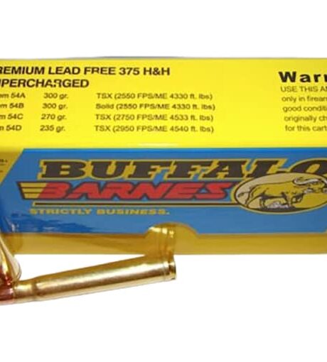 Buffalo Bore Supercharged 375 H&H Magnum Ammo 270 Grain Barnes TSX Solid Hollow Point Lead Free Box of 20