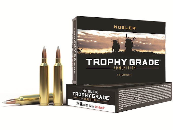 Nosler Trophy Grade 26 Nosler Ammo 140 Grain Nosler AccuBond Bonded Polymer Tip Box of 20