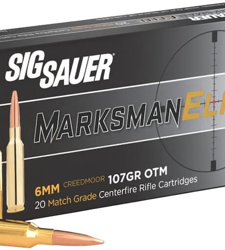 Sig Sauer Marksman Elite Ammunition 6mm Creedmoor 107 Grain Open Tip Match Box of 20