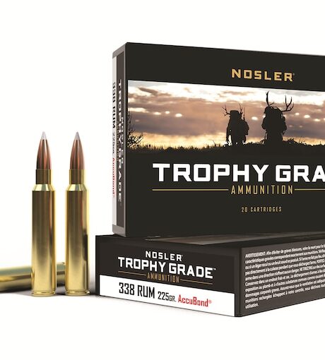 Nosler Trophy Grade 338 Remington Ultra Magnum Ammo 225 Grain Nosler AccuBond Bonded Polymer Tip Box of 20