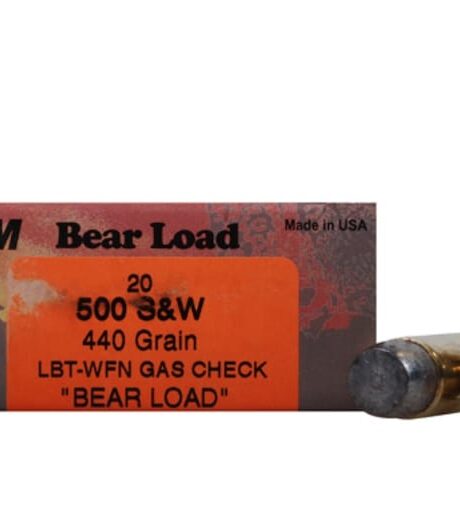 HSM Bear 500 S&W Magnum Ammo 440 Grain Flat Nose Box of 20