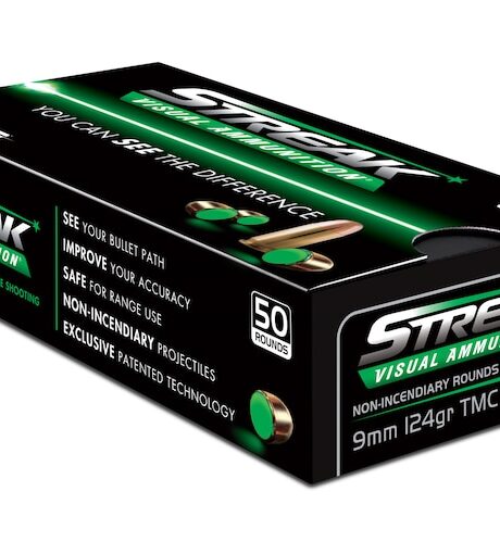 Ammo Inc. Streak Visual 9mm Luger Ammo 124 Grain Green Cold Tracer Full Metal Jacket Box of 50