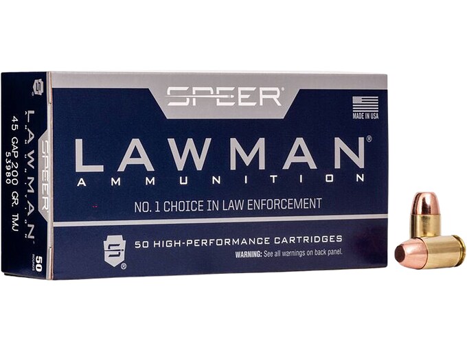 Speer Lawman 45 GAP Ammo 200 Grain Full Metal Jacket