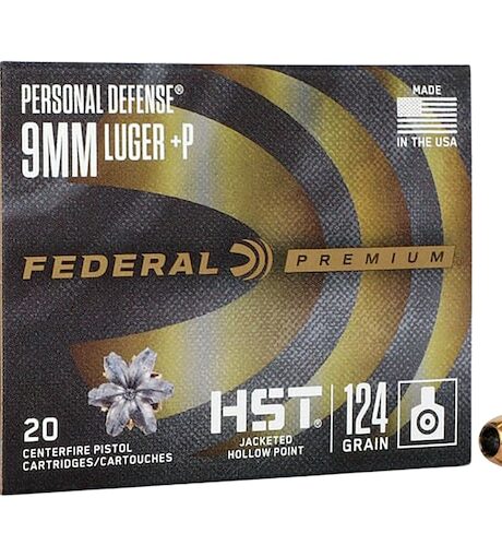 Federal Premium Personal Defense 9mm Luger +P Ammo 124 Grain Federal HST Jacketed Hollow Point