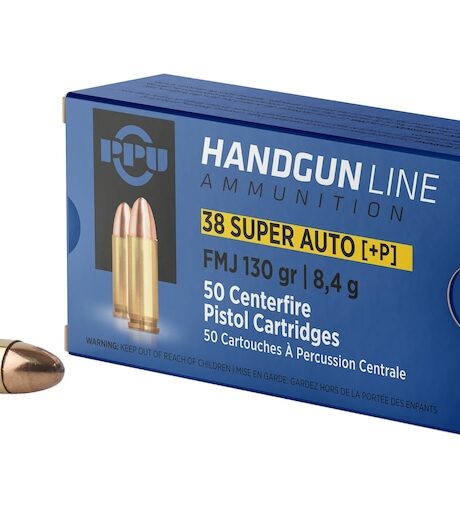 PPU 38 Super +P Ammo 130 Grain Full Metal Jacket Box of 50