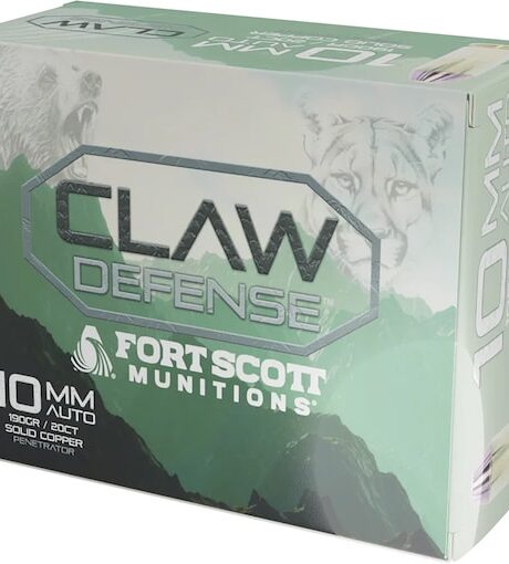 Fort Scott Munitions Claw Defense 10mm Auto Ammo 190 Grain Solid Flat Nose Lead Free Box of 20