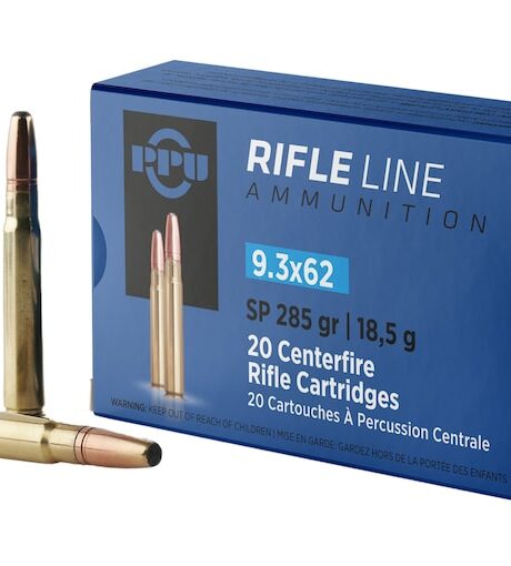 PPU 9.3x62mm Mauser Ammo 285 Grain Jacketed Soft Point Box of 20