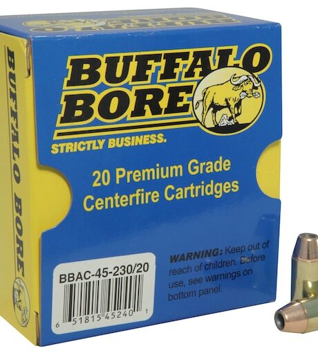 Buffalo Bore 45 ACP +P Ammo 230 Grain Jacketed Hollow Point Box of 20