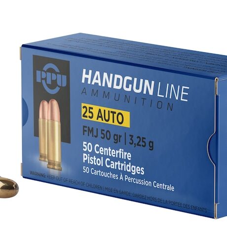 PPU 25 ACP Ammo 50 Grain Full Metal Jacket Box of 50