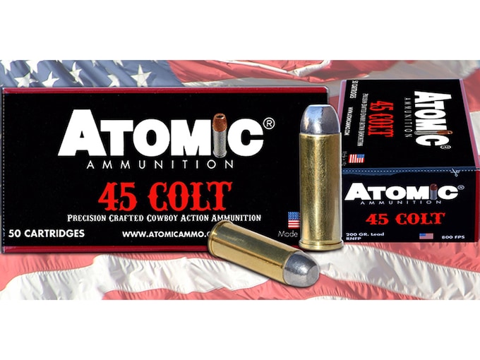 Atomic Ammunition Cowboy Action 45 Colt (Long Colt) Ammo 200 Grain Flat Nose Box of 50