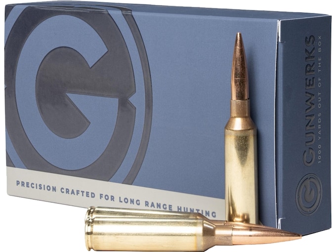 Gunwerks Long Range Hunting 7mm PRC Ammo 180 Grain Berger Hybrid Hollow Point Box of 20