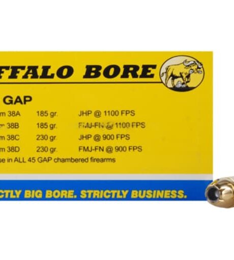 Buffalo Bore 45 GAP Ammo 185 Grain Jacketed Hollow Point Box of 20