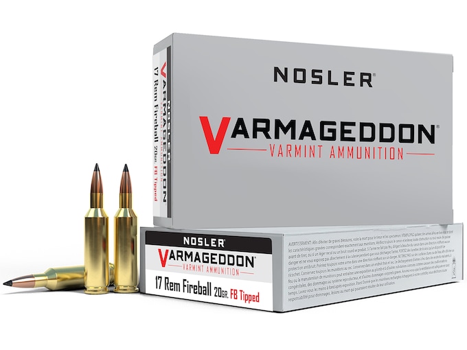 Nosler Varmageddon 17 Remington Fireball Ammo 20 Grain Nosler Varmageddon Polymer Tip Box of 20