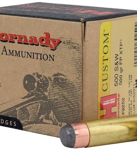 Hornady Custom 500 S&W Magnum Ammo 500 Grain Hornady XTP Jacketed Flat Nose Box of 20