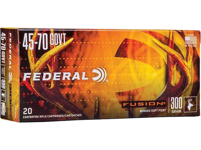 Federal Fusion 45-70 Government Ammo 300 Grain Bonded Jacketed Soft Point Box of 20