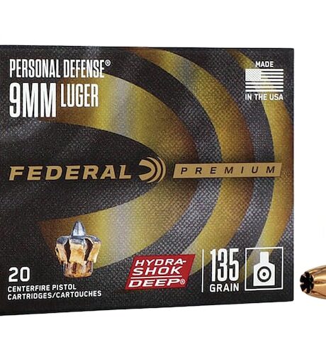 Federal Premium Personal Defense 9mm Luger Ammo 135 Grain Federal Hydra-Shok Deep Jacketed Hollow Point